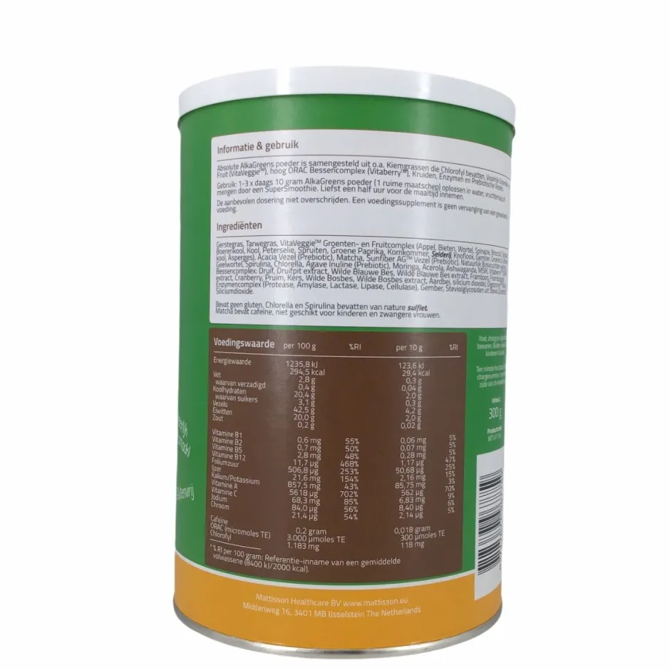 Mattisson Stress | Spijsvertering*Absolute AlkaGreens Supersmoothie Poeder - 300g