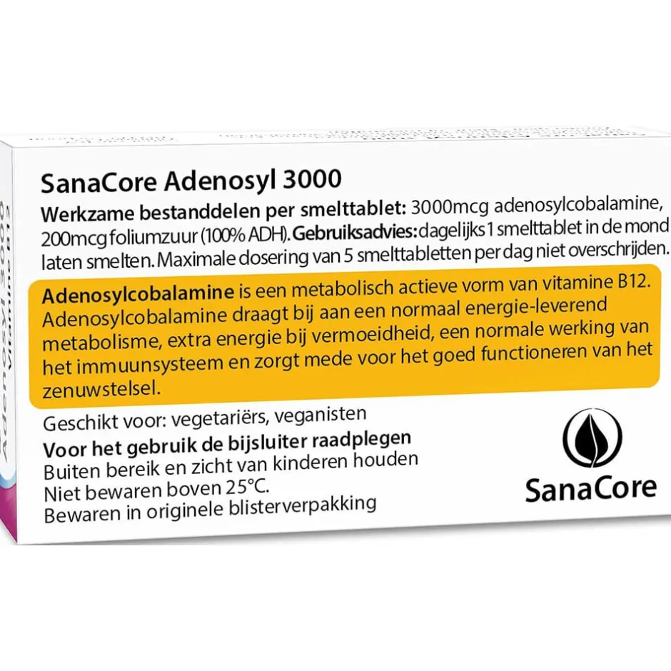 Sanacore Stress | Immuunsysteem*Adenosyl 3000 Vitamine B12 60 tabletten