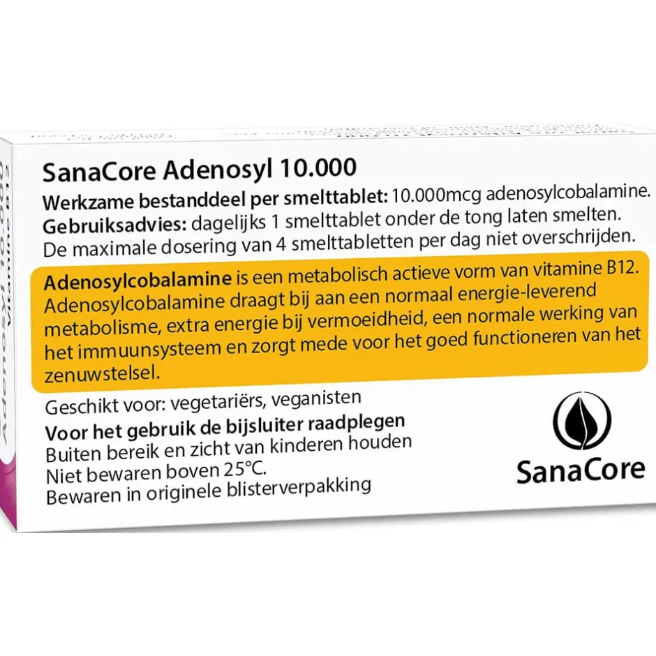 Sanacore Immuunsysteem | Energie*Adenosyl 10000 Vitamine B12 60 tabletten