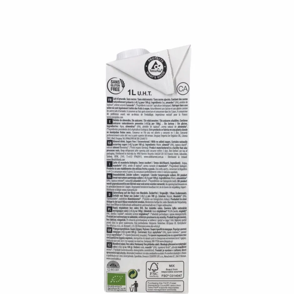 EcoMil Plantaardige Dranken*Amandeldrink Ongezoet - 1L - BIO