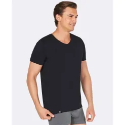 Boody Shirts | Heren Ondergoed*Bamboe T-Shirt Heren - V-hals Zwart