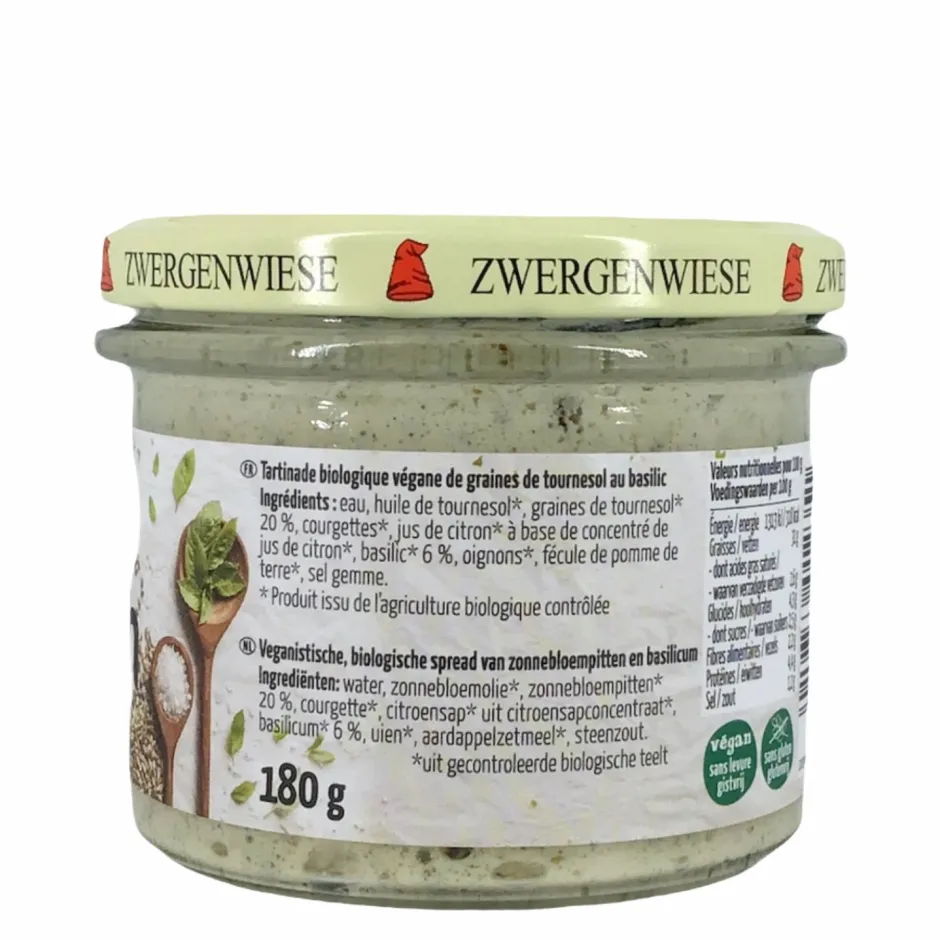 Zwergenwiese Hartige Spreads*Basilicumspread - 180g - BIO