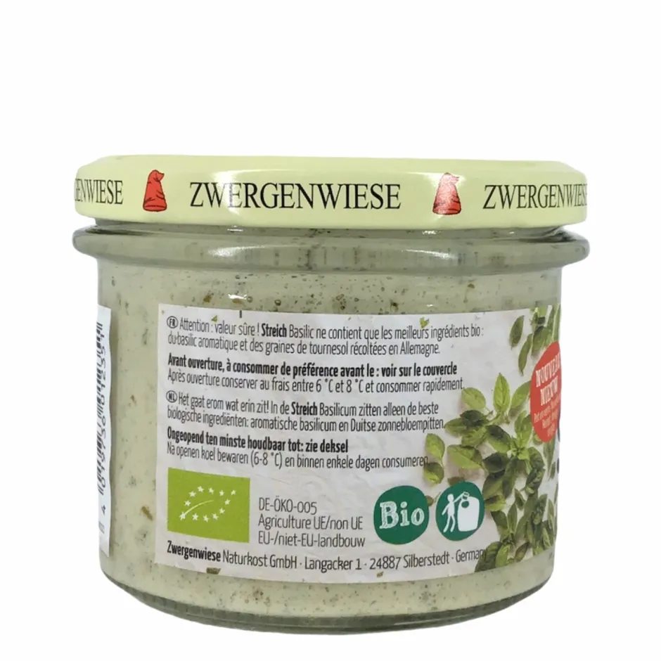 Zwergenwiese Hartige Spreads*Basilicumspread - 180g - BIO