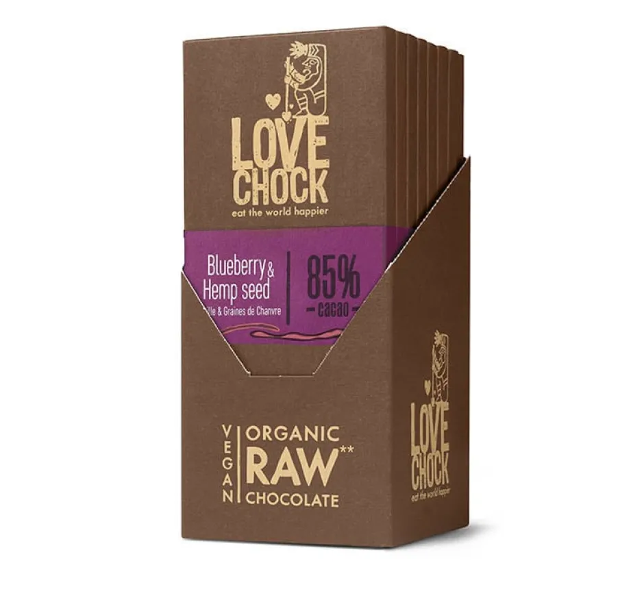 Lovechock Chocolade*Blauwe Bessen / Hennep Zaadjes Tablet 85% - 70g - BIO