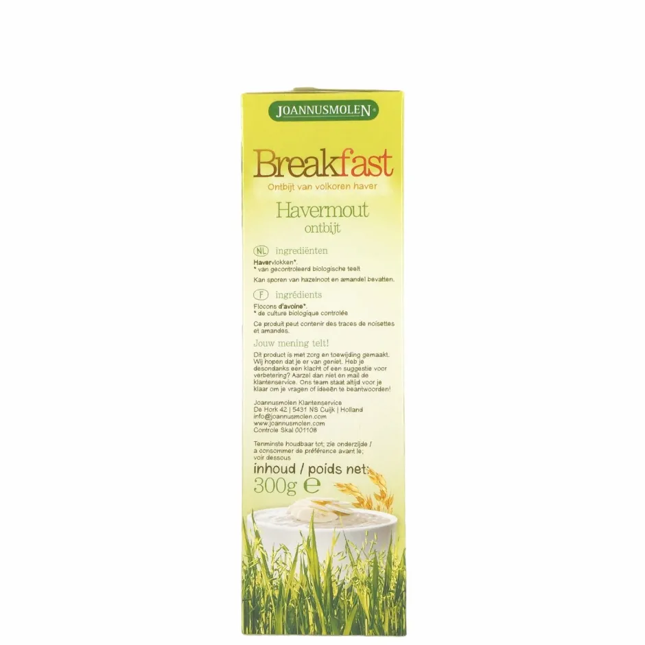 Joannusmolen Ontbijtgranen E.o. | Havermout Glutenvrij*Breakfast Ontbijt Havermout 300g - BIO