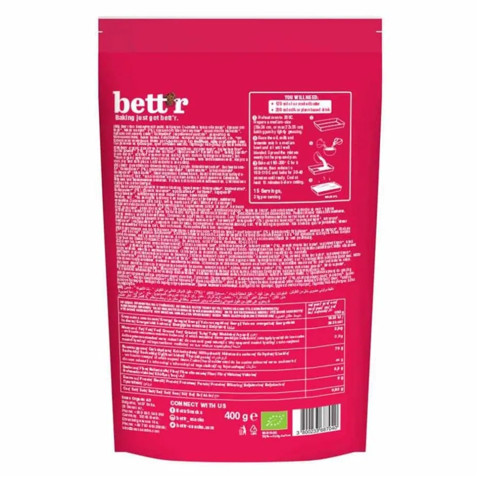 Bett'r Glutenvrij Bakmeel*Brownie mix - 400g - BIO