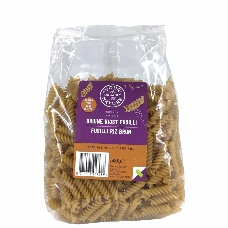 Your Organic Nature Pasta, Pizza En Noodles*Bruine Rijst Pasta Fusilli 500g - BIO