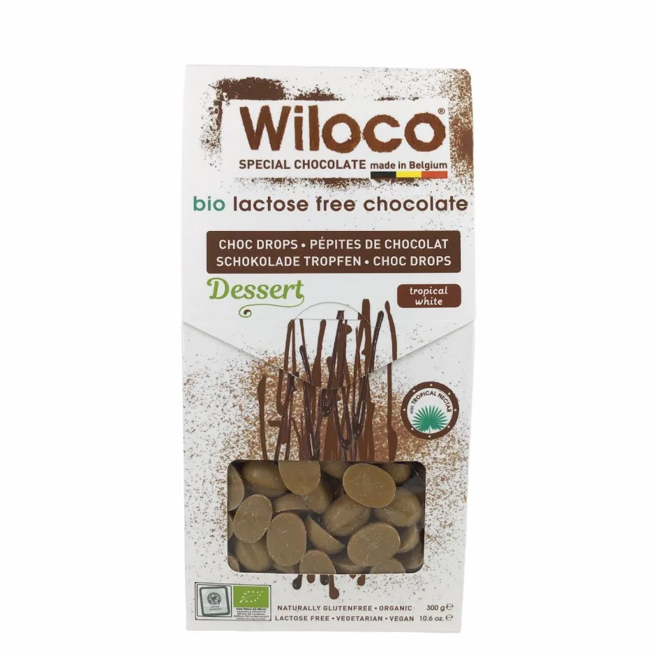 Wiloco Chocolade | Chocolade Druppels*Chocolade Druppels "Wit" Lactosevrij - 300g - BIO