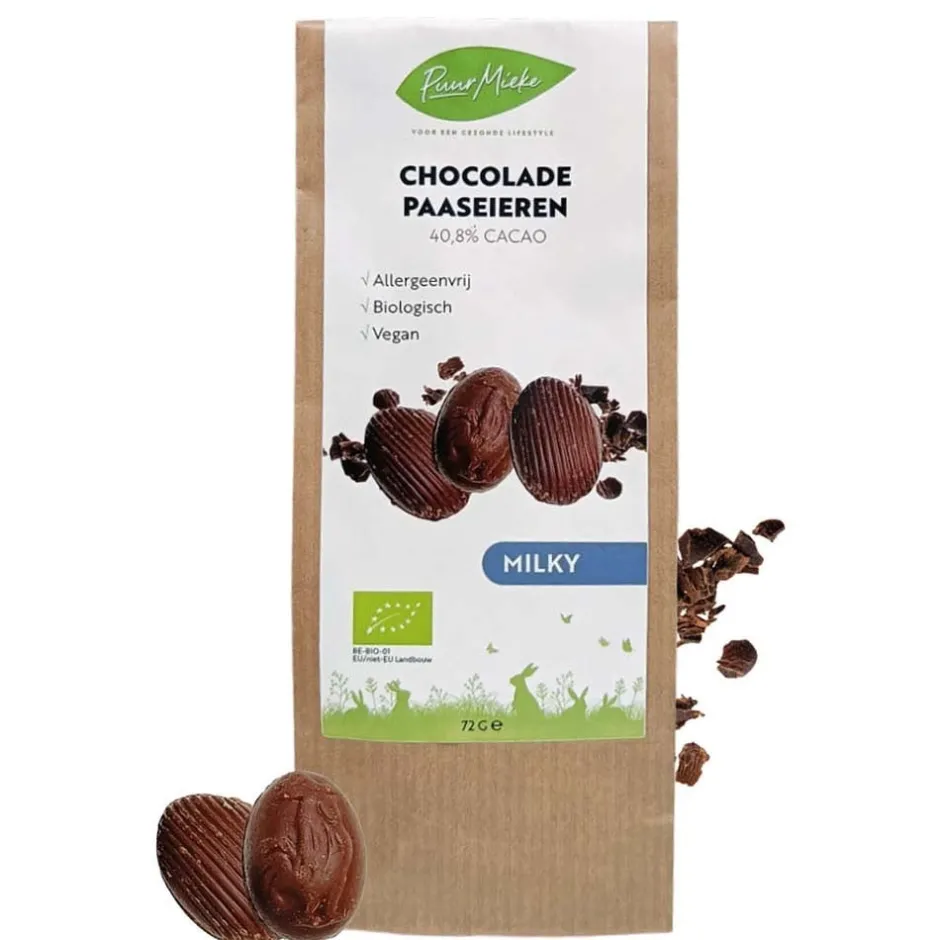 Puur Mieke Chocolade*Chocolade Paaseieren Milky - Allergeenvrij - 72g - BIO