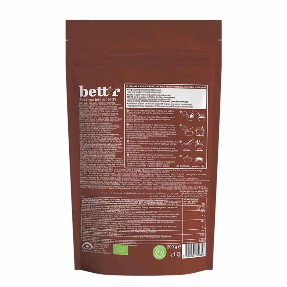 Bett'r Pudding En Pannenkoek*Chocolade Pudding Mix - 150g - BIO