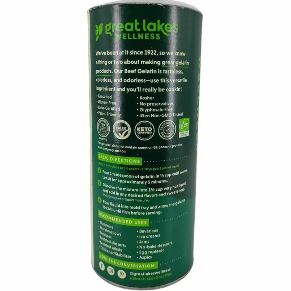 Great Lakes Rundercollageen | Gelatine*Gelatinepoeder 454g