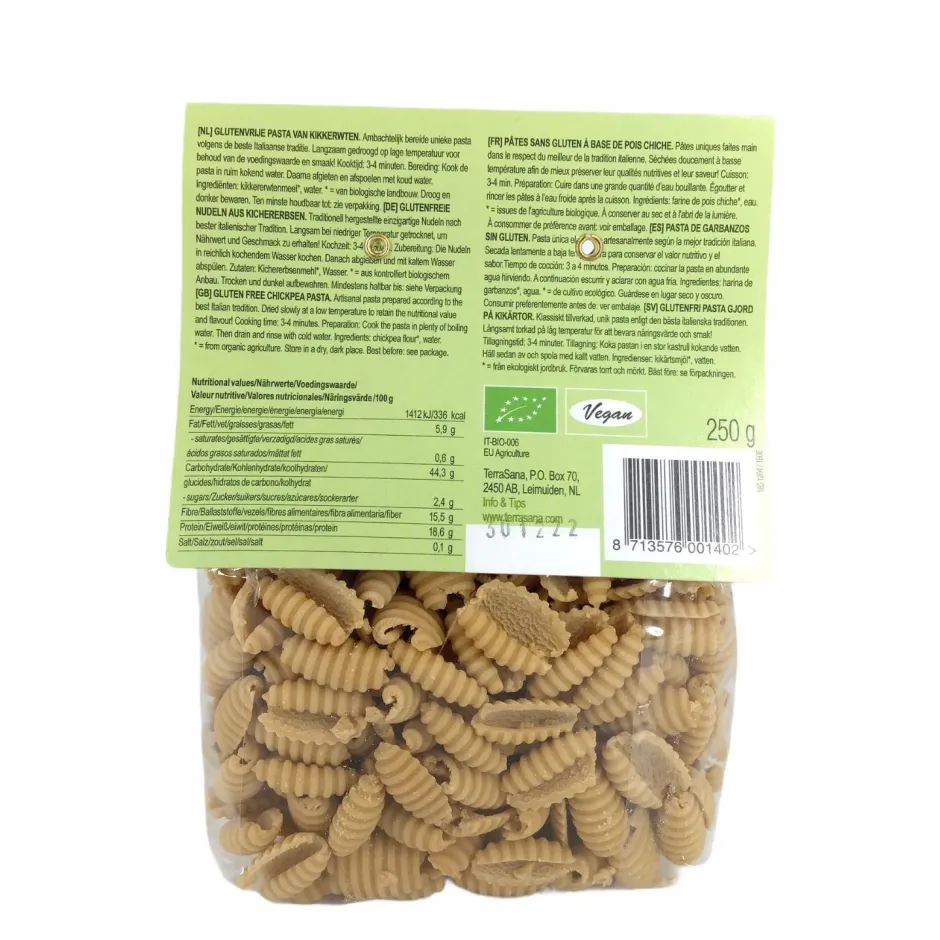 Terrasana Pasta, Pizza En Noodles*Gnocchetti Pasta Kikkererwten 250g - BIO