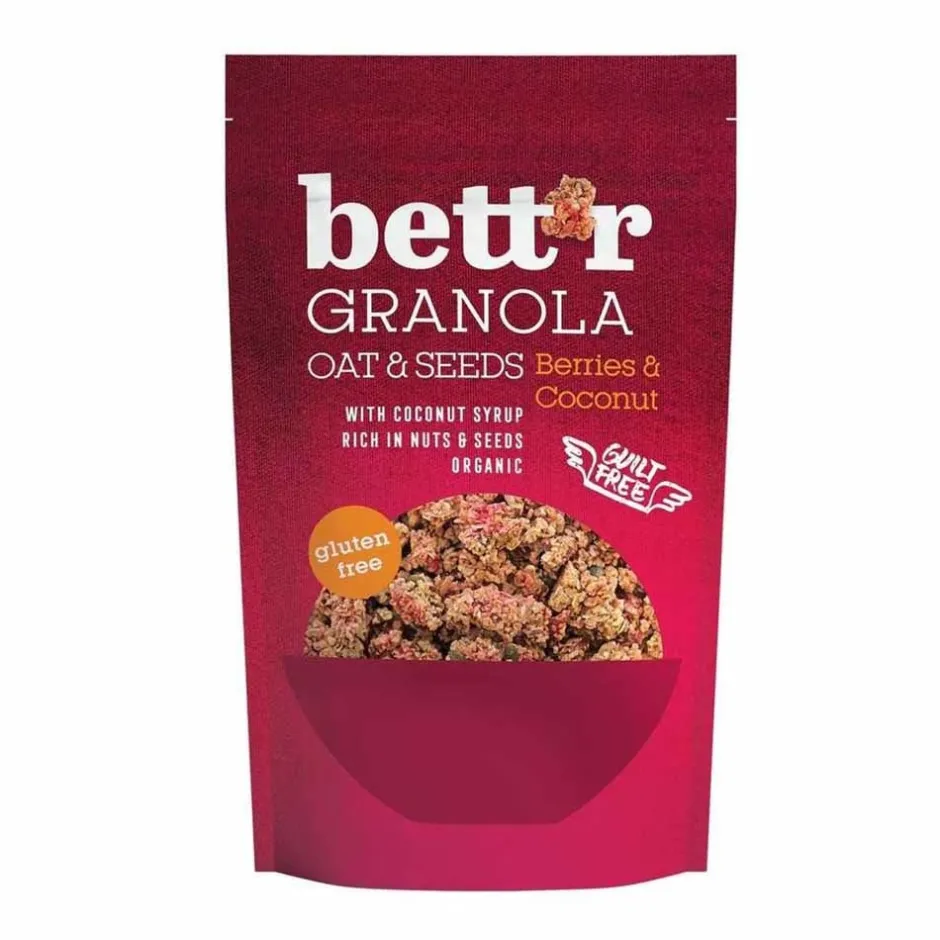 Bett'r Ontbijtgranen E.o. | Havermout Glutenvrij*Granola bessen en kokos - 300g - BIO