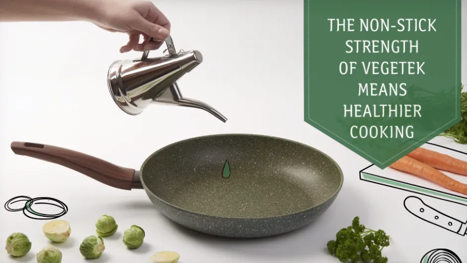 Natura Induction Grillpan - Ovenschaal*Grillpan zonder Teflon 28 cm met hout-look greep - Vegetek