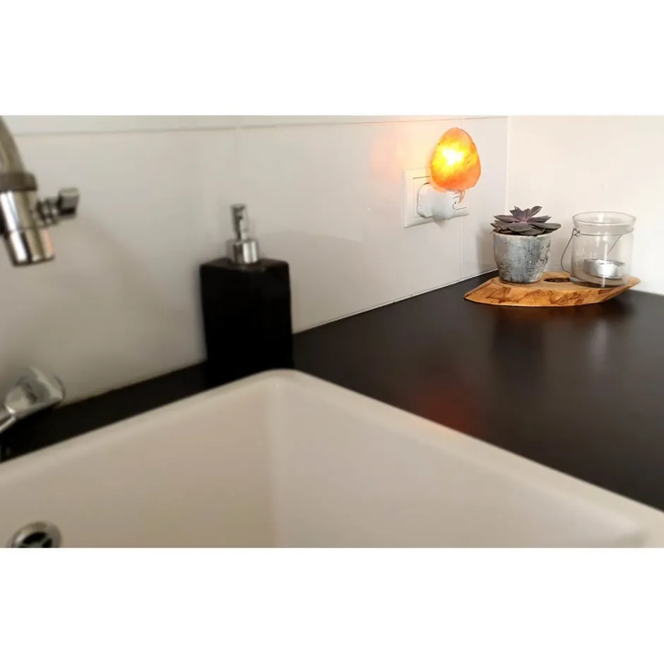 SelNature Stress | Nachtrust*Himalayazout nachtlamp voor stopcontact - Rotsje