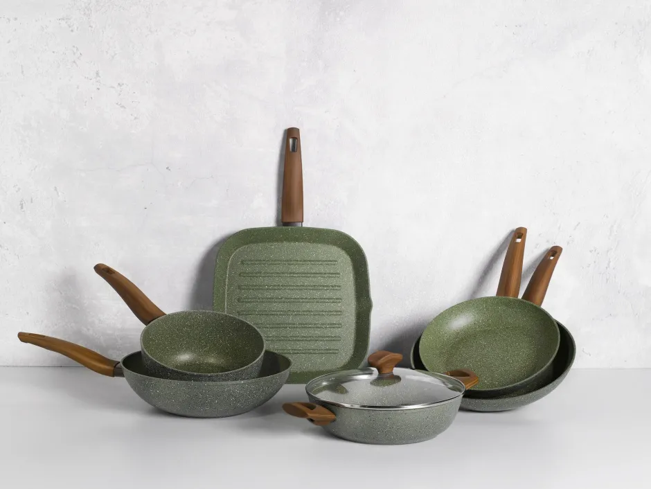 Natura Induction Koekenpan Zonder Teflon*Koekenpan 28cm met hout-look greep - VegeTek