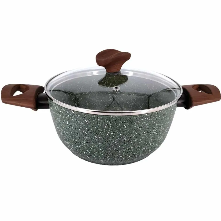 Natura Induction Kookpan*Kookpan 24cm met 2 hout-look grepen + glasdeksel - VegeTek