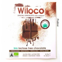 Wiloco Chocolade*Lactosevrije Chocoladereep 'Melk' met Praline - 90g - BIO