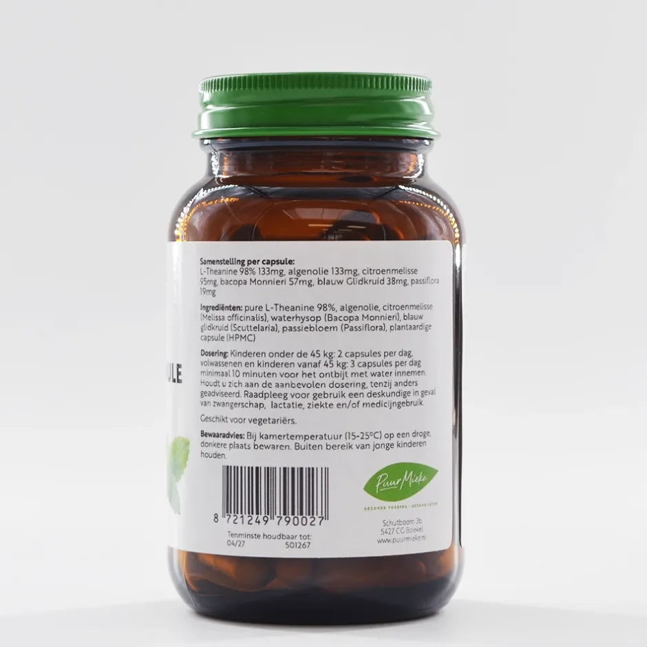 Puur Mieke Stress | Nachtrust*LTO Focus Formule - met L-theanine en Omega 3 - 475mg - 90 caps