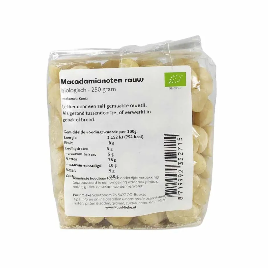 Puur Mieke Fruit & Noten | Biologische Noten*Macadamianoten - 250g - BIO