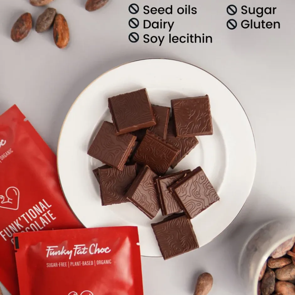 Funky Fat Choc Chocolade | Snacks*Pure Chocolade met MCT - BIO