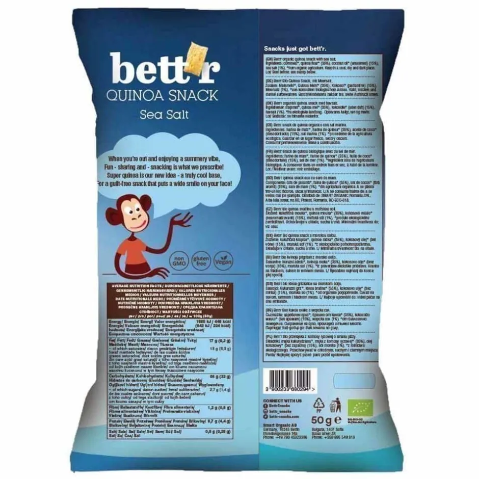 Bett'r Chips & Zoutjes*Quinoa Snack Zeezout - 50g - BIO