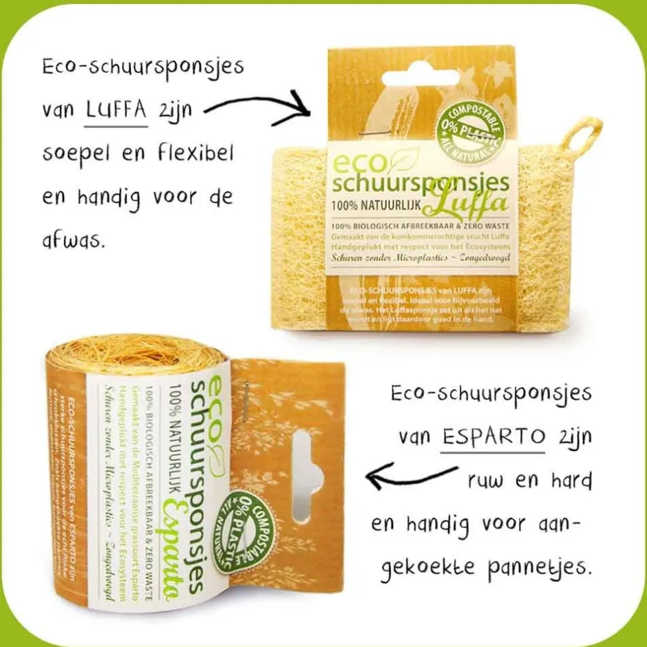 Eco-schuursponsjes Afwassponsjes, Doekjes En Borstels | Afwasborstels, Doekjes En Sponsjes*Schuurspons ESPARTO