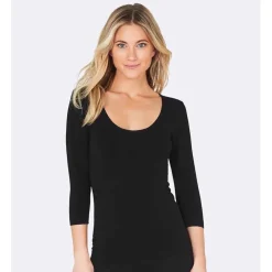 Boody Shirts*Shirt met Driekwart Mouw - Zwart