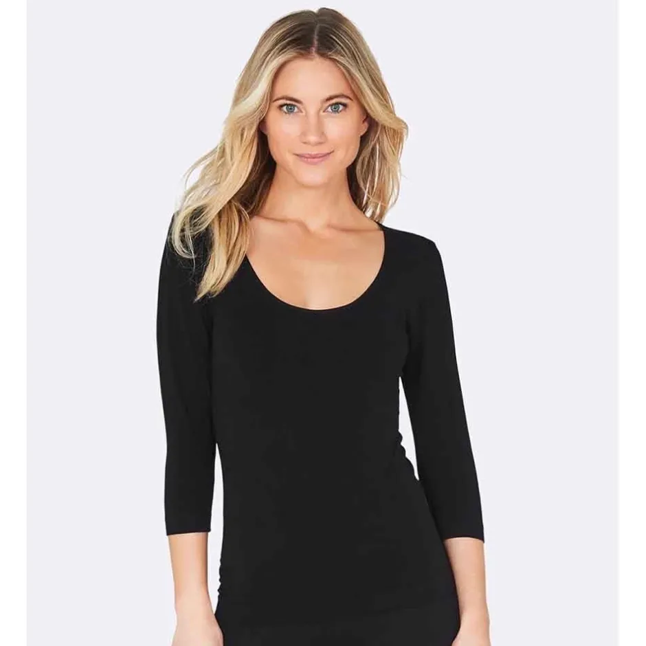 Boody Shirts*Shirt met Driekwart Mouw - Zwart