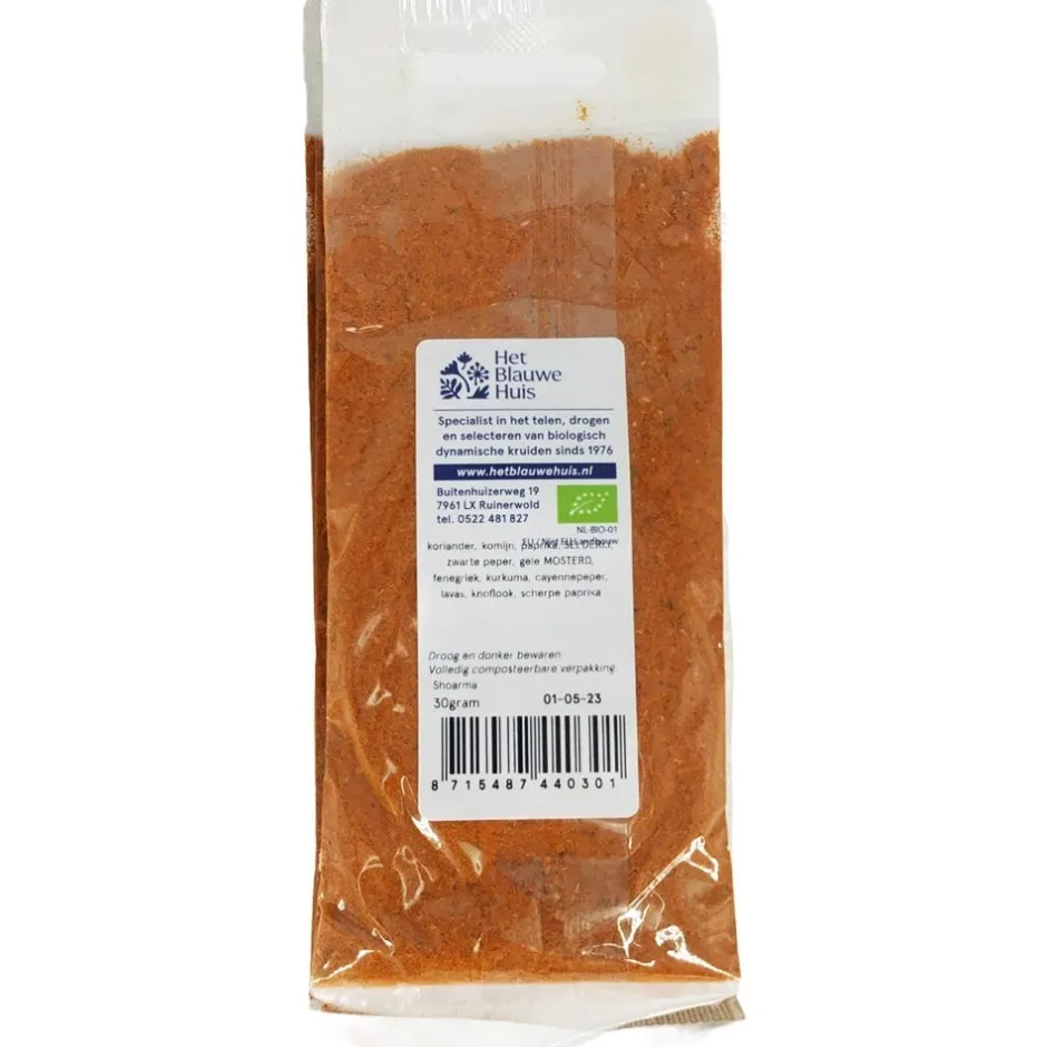 Het Blauwe Huis Kruidenmix*Shoarmakruiden 30g-BIO