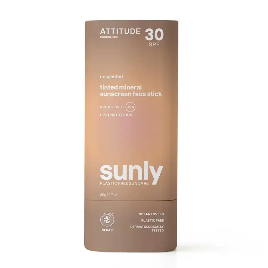 ATTITUDE Zonnebrand | Zonbescherming*Sunly Getinte Zonnebrandstick SPF30 - Ongeparfumeerd - 20g
