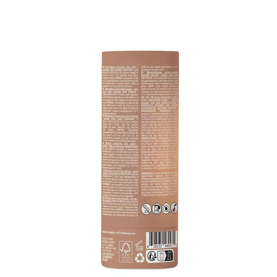 ATTITUDE Zonnebrand | Zonbescherming*Sunly Getinte Zonnebrandstick SPF30 - Ongeparfumeerd - 20g