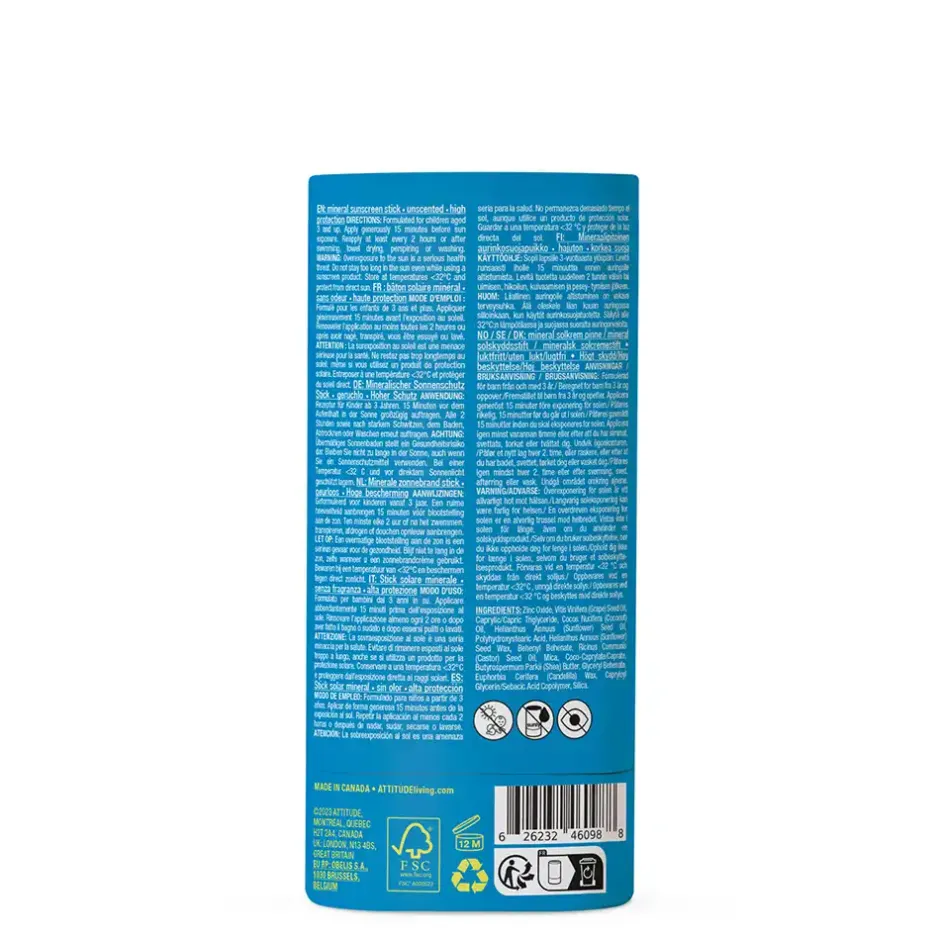 ATTITUDE Zonnebrand | Zonbescherming*Sunly Zonnebrandstick SPF30 KIDS - Ongeparfumeerd