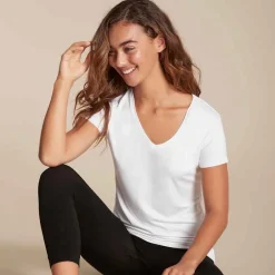 Boody Shirts*T-shirt Dames met V-hals - wit