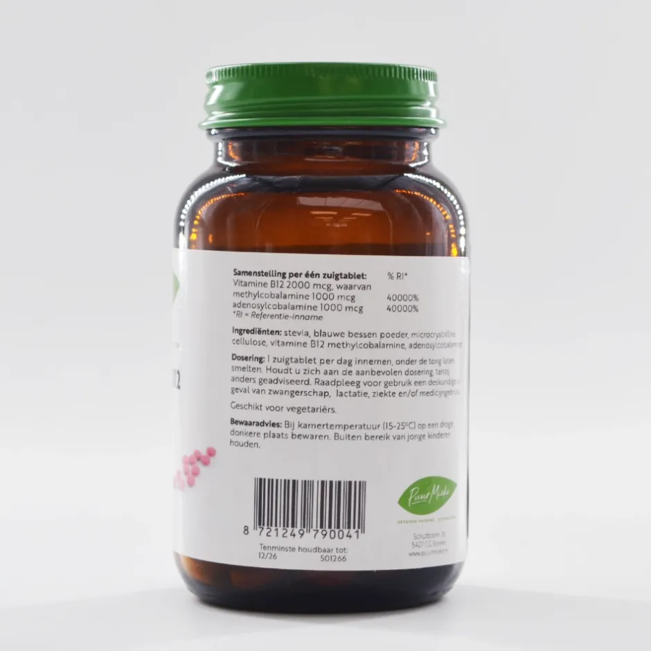 Puur Mieke Immuunsysteem | Energie*Vitamine B12 - Actieve vorm - 2000mcg - 120 zuigtabletten