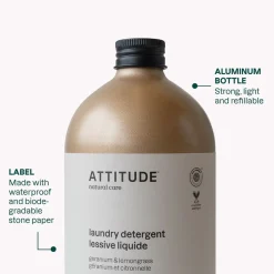ATTITUDE Wasmachine | Wasmachine En Vaatwasser*Wasmiddel - Geranium & Citroengras - 1000ml